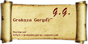 Greksza Gergő névjegykártya