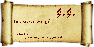 Greksza Gergő névjegykártya